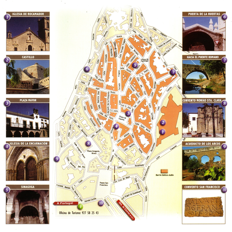 Plano turístico de Valencia de Alcántara